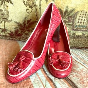 Bijou croc embossed leather heels